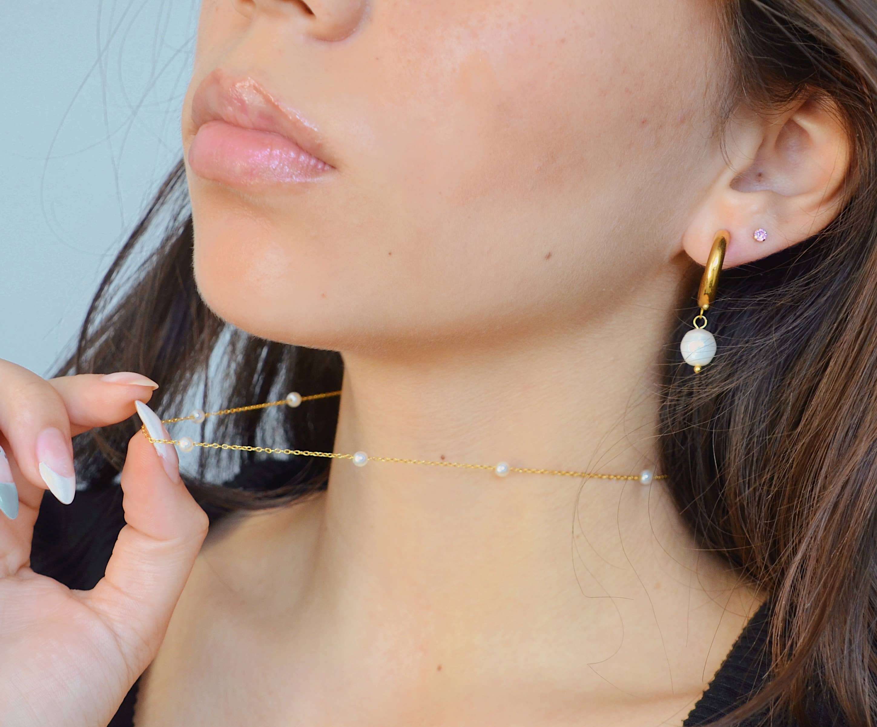 AzzaikJewelry - Wholesale Link & Chain Necklace - Minimalistic Pearl Chain Necklace4