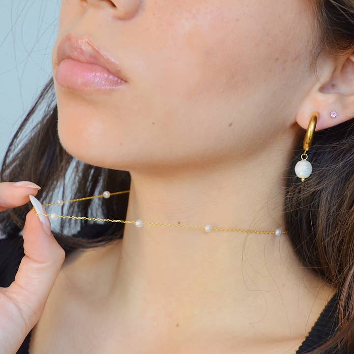 AzzaikJewelry - Wholesale Link & Chain Necklace - Minimalistic Pearl Chain Necklace4