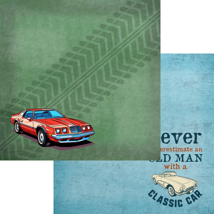 Classic Cars Collection Old Men & Classic Cars 12 x 12 Double-Sided Scrapbook Paper by SSC Designs - 15 Pack for wholesale by SSC Wholesale