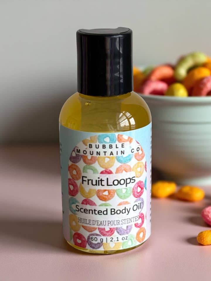 Fruit Loops Body Oil for wholesale by Bubble Mountain Co