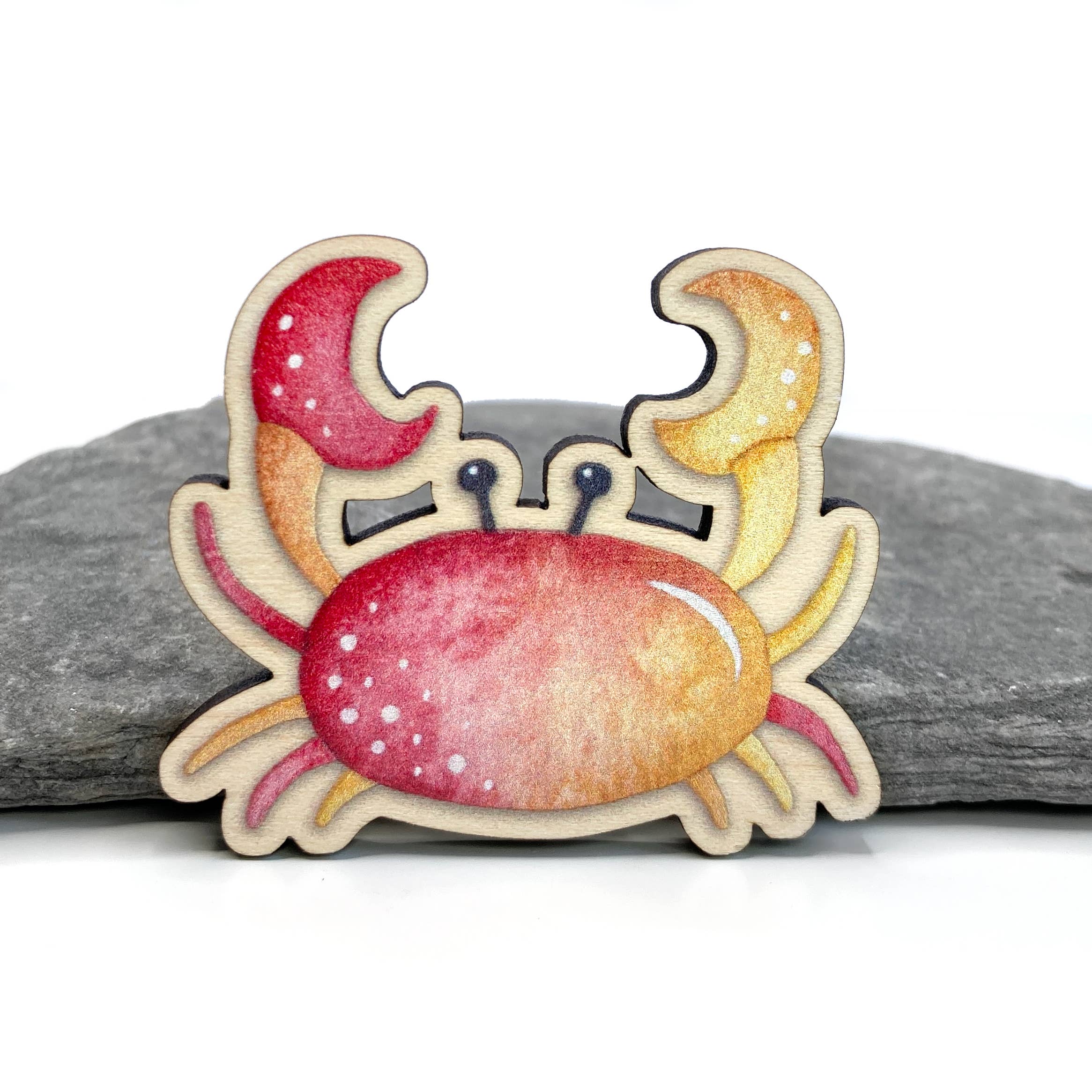 East Neuk Beach Crafts – wholesale Magnet – Crab Fridge Magnet - Laser Cut Maple Wood - Seaside Gifts