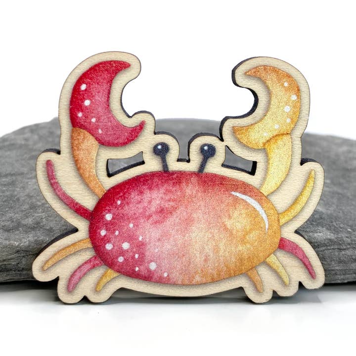 East Neuk Beach Crafts – wholesale Magnet – Crab Fridge Magnet - Laser Cut Maple Wood - Seaside Gifts0