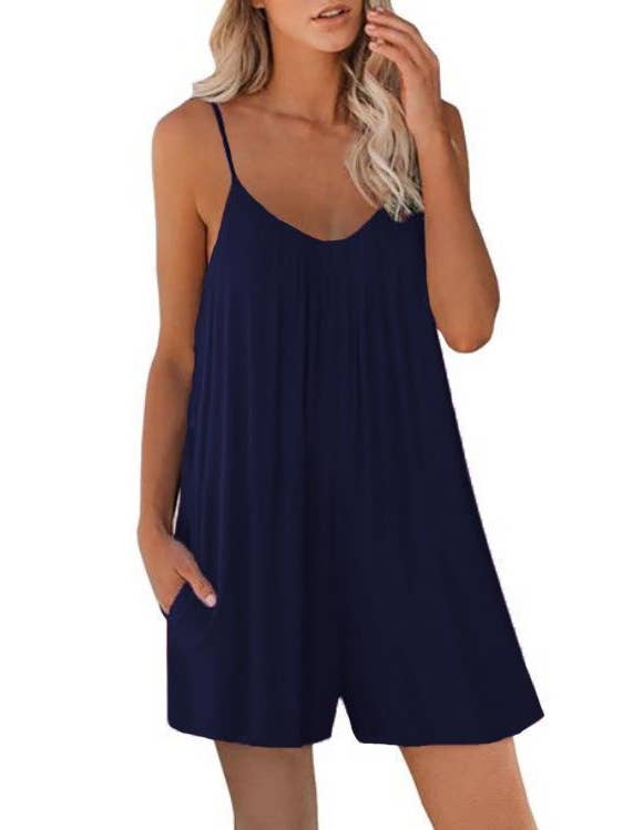 Solid Color Casual Suspenders Jumpsuit Shorts for wholesale by Rosa Clothing