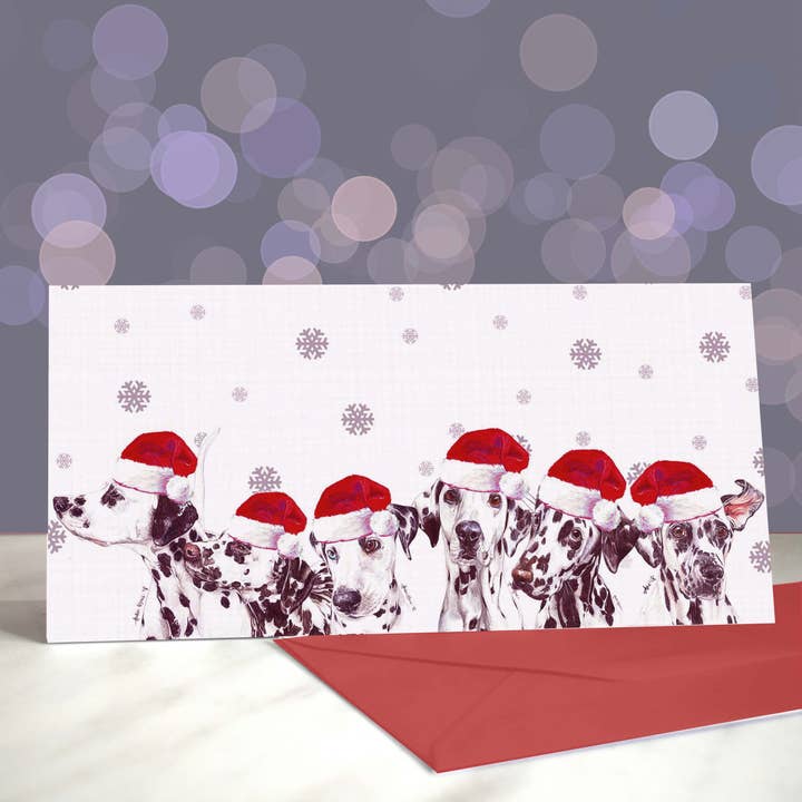 Seven 'Matian Army - Dalmatian Christmas Greeting Card for wholesale by Amber Marie Studio