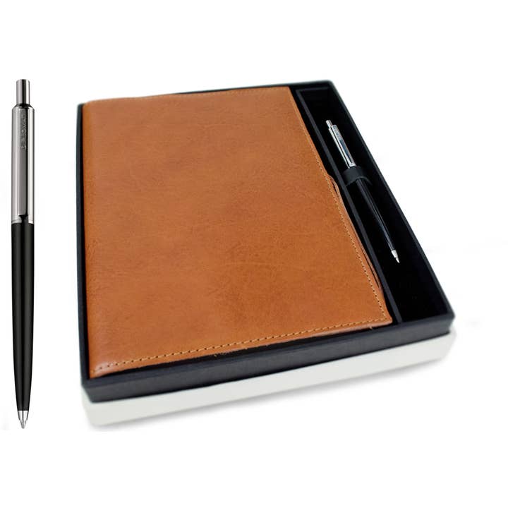 Saddle Brown LEATHERKIND Rustico A5 Refillable Journal Gift Set with Pen for wholesale on Faire8