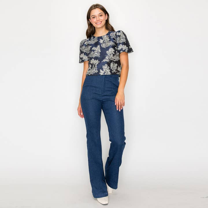 LoveWednesday - Wholesale Blouse - Women's - Toile Jacquard pattern top - LWT18001