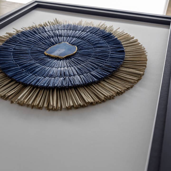 BHD HOME - Wholesale Wall Accent - Agate Grass Mat Navy & Natural on White Artwork 67 x 85cm4