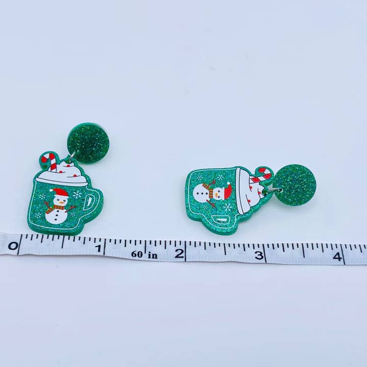 Mio Queena - Wholesale Dangle Earrings - Christmas Acrylic Green Cup Ice Cream Post Earrings