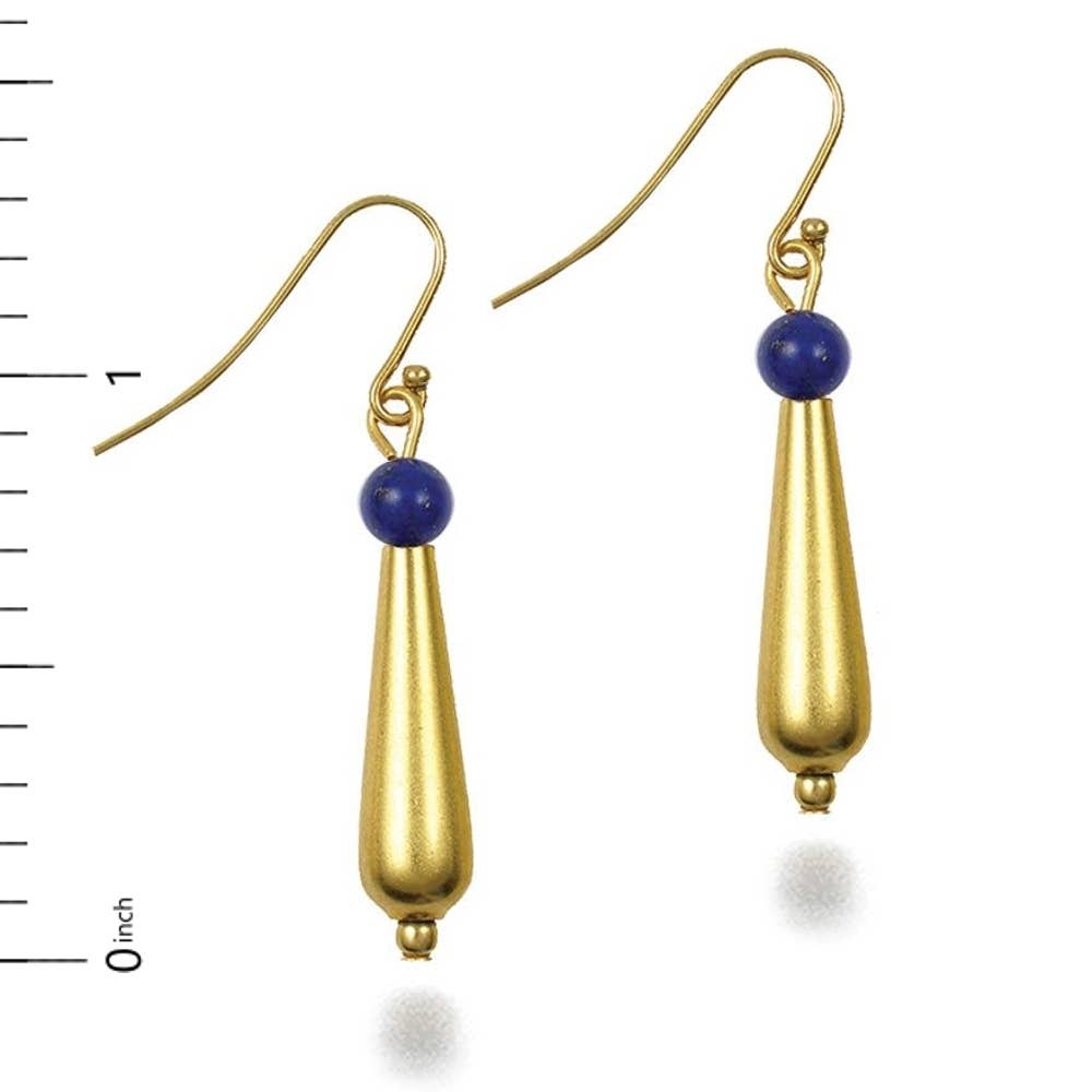 Discoveries, Inc. - Wholesale Dangle Earrings - Egyptian Inspired Petal Drop Lapis Earrings2