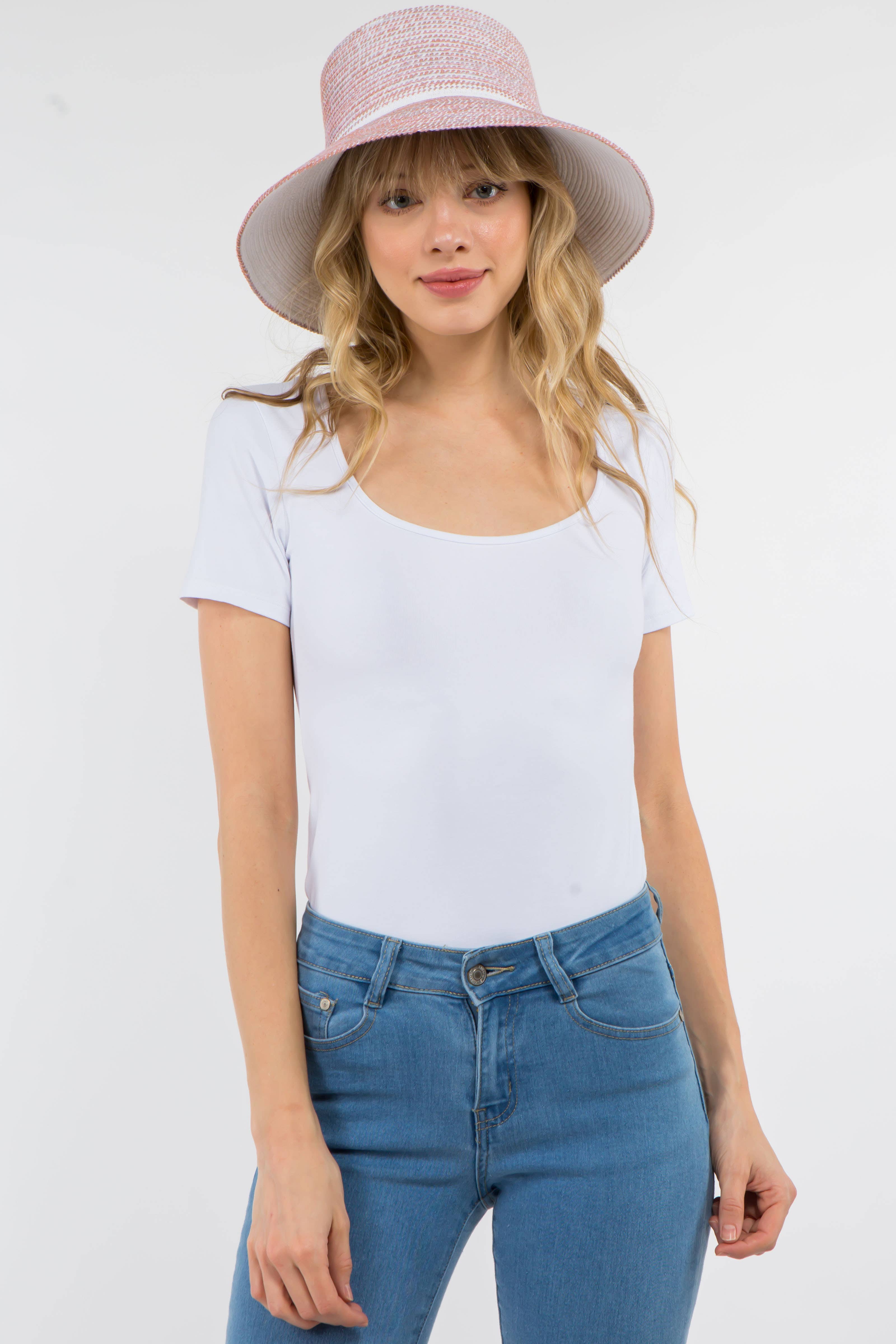 Jeanne Simmons Accessories - Wholesale Straw Hat - Women's - Paper Braid w/ Cotton Large Box Bucket 8260 Hat Spring1