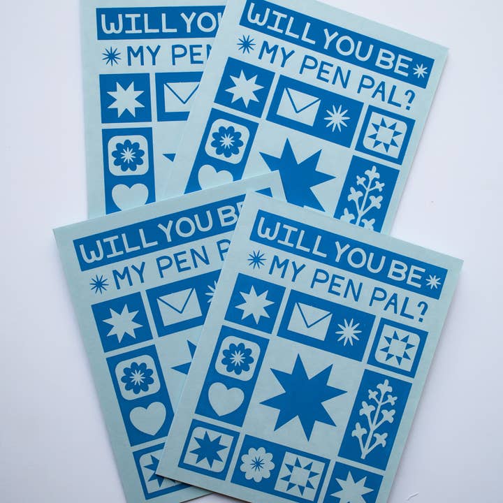 Lex MB Studio - Wholesale Everyday Greeting Card - Hand Printed "Will You Be My Pen Pal?" Everyday Card7