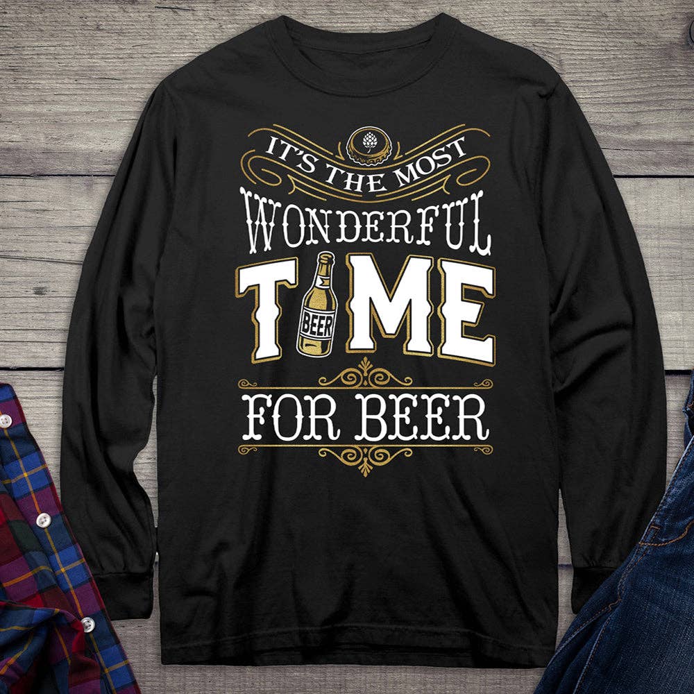 Artopia - Wholesale Screen Printed T-Shirt - Unisex - Wonderful Time For A Beer Metallic Long Sleeve Shirt0