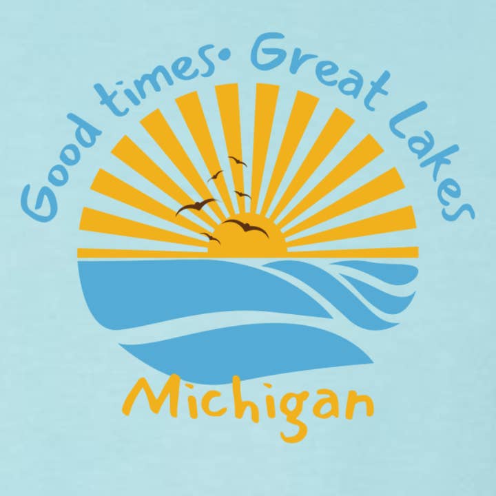 My State Designs - Wholesale Screen Printed T-Shirt - Unisex - T-Shirt: Good times Great Lakes- P.Blue1