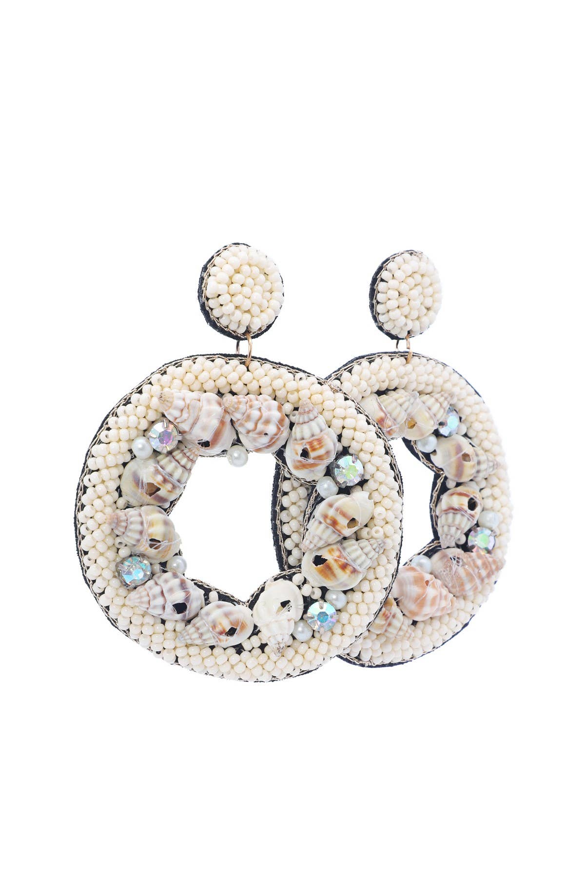 Open Round w/ Bead & Shell Drop Earrings for wholesale on Faire2