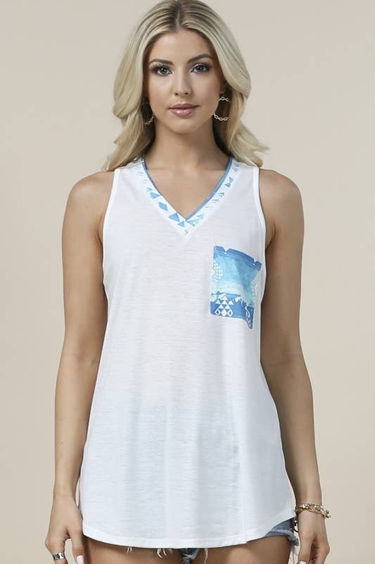 Avery – Engroshandel Tunika - Dame – AV1129-JULIA GEO PRINT FARVE BLOK TOP7