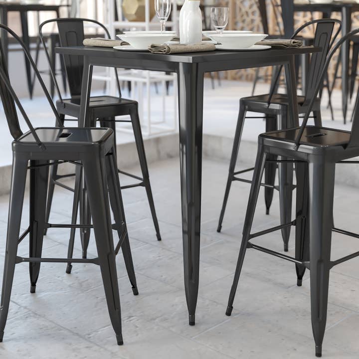 31.5" Square Black Metal Bar Height Table for wholesale on Faire0