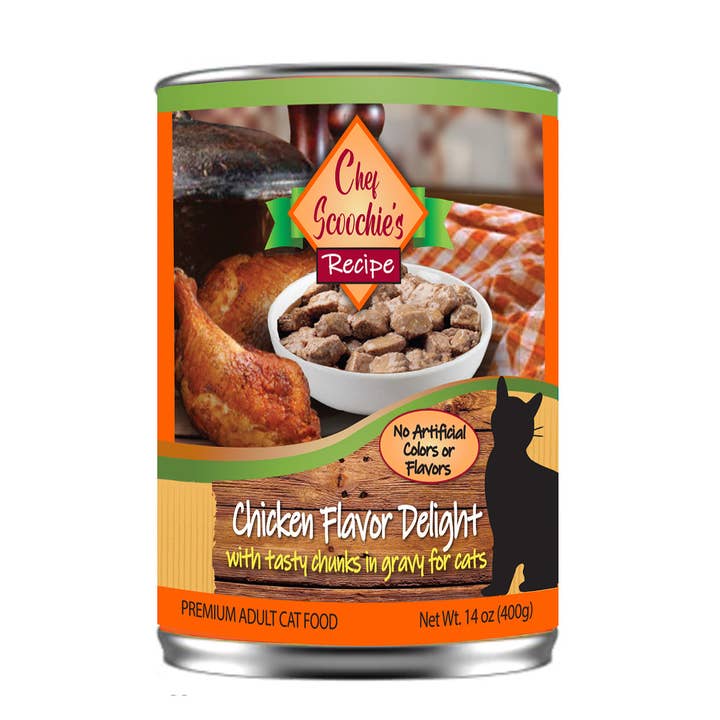 Scoochie Pet Products - Wholesale Pet Food - Cat - Chef Scoochies Chicken Chunky Cat Food 14 Ounce Pop Top Can