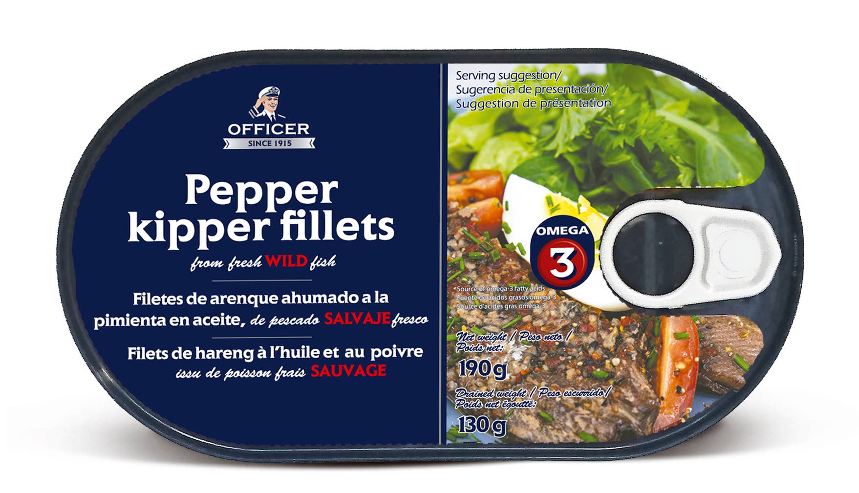 Gourmandise - Wholesale Tinned Fish - Pepper kipper fillets in oil Officer