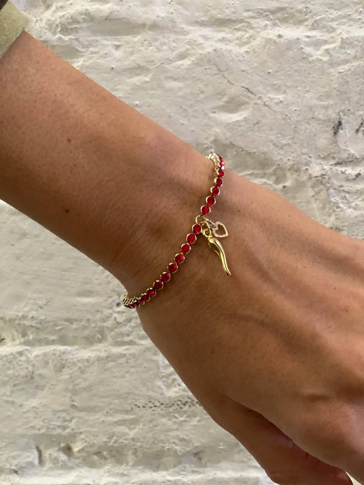 pulseira de ténis com corneto e coração por atacado de DITTA Alessandra Avallone