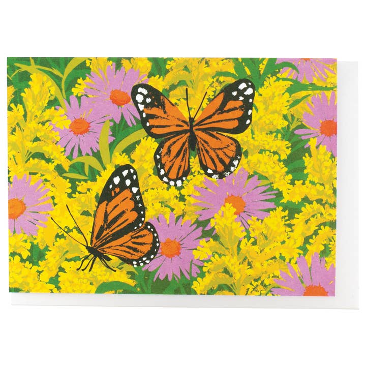 Goldenrod & Monarchs Note Card for wholesale by Smudge Ink