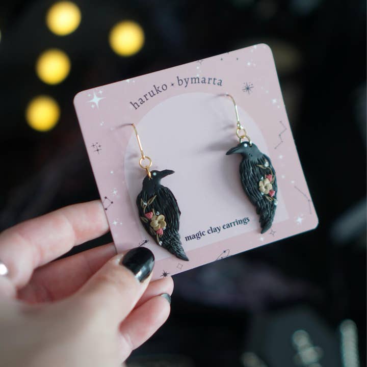 Harukobymarta - Vente Boucles d'oreilles pendantes - Le Corbeau3
