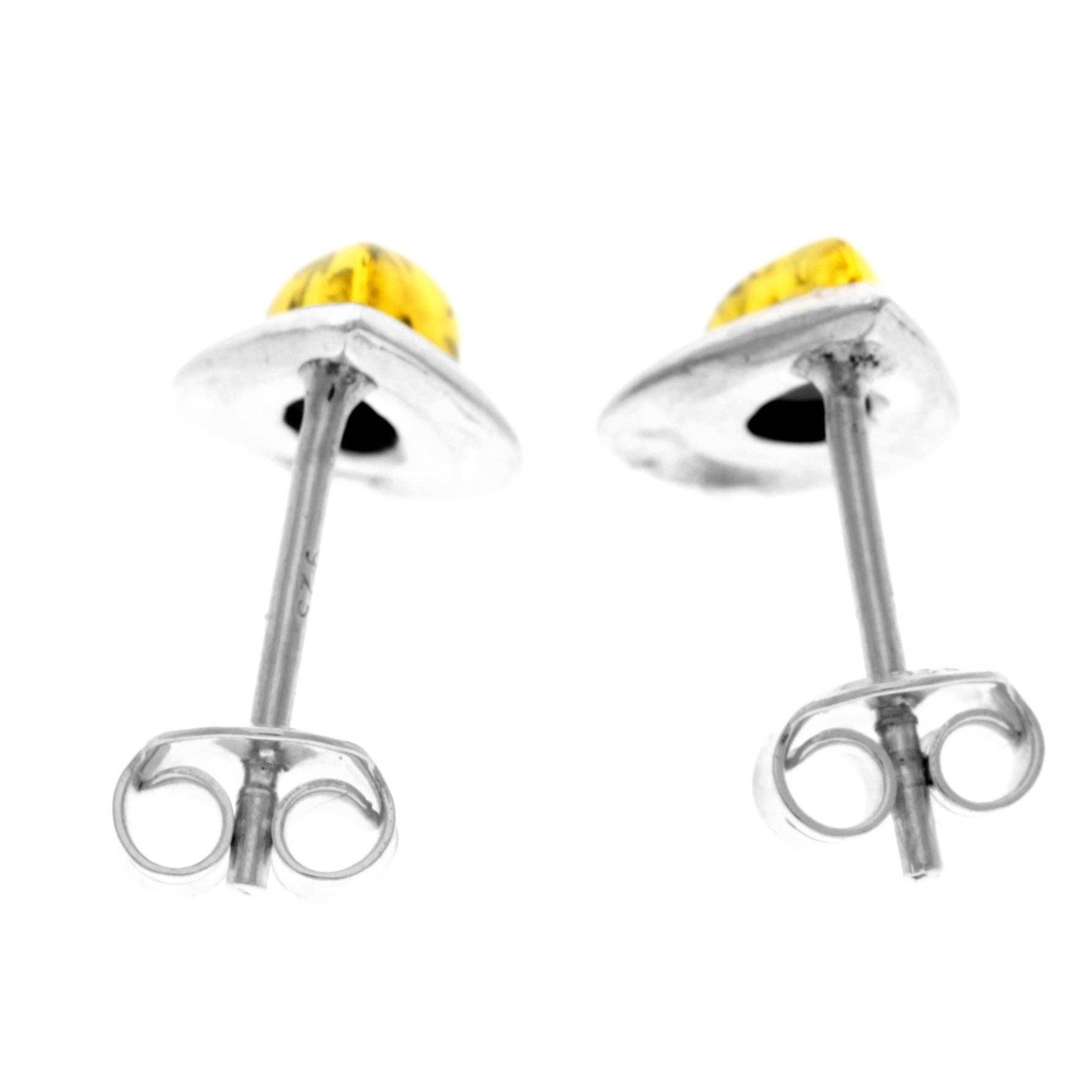 SilverAmber Jewellery - Wholesale Stud/Post Earrings - 925 Sterling Silver & Genuine Baltic Amber Little Pears Studs Earrings  - K1732