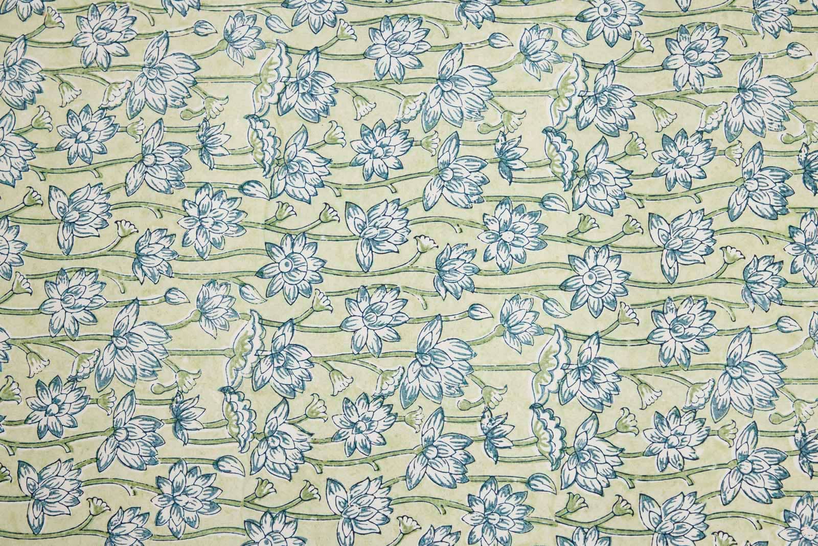 Paper Mirchi - Wholesale Flat Wrap - Block Printed Wrapping Paper Sheets - Lotus Indigo3