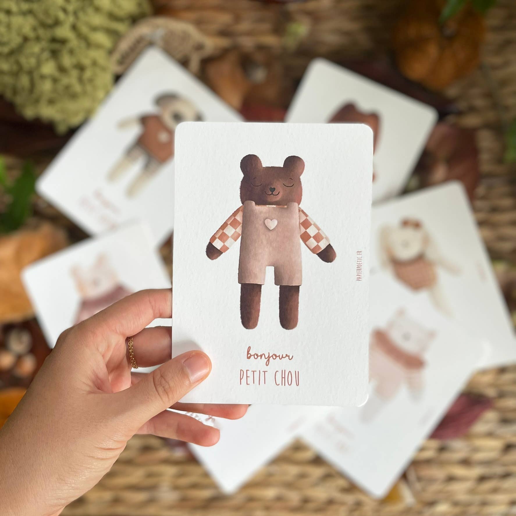 Papier Poetic - Wholesale Baby Card - Postcard / Card “Brown Teddy Bear"2