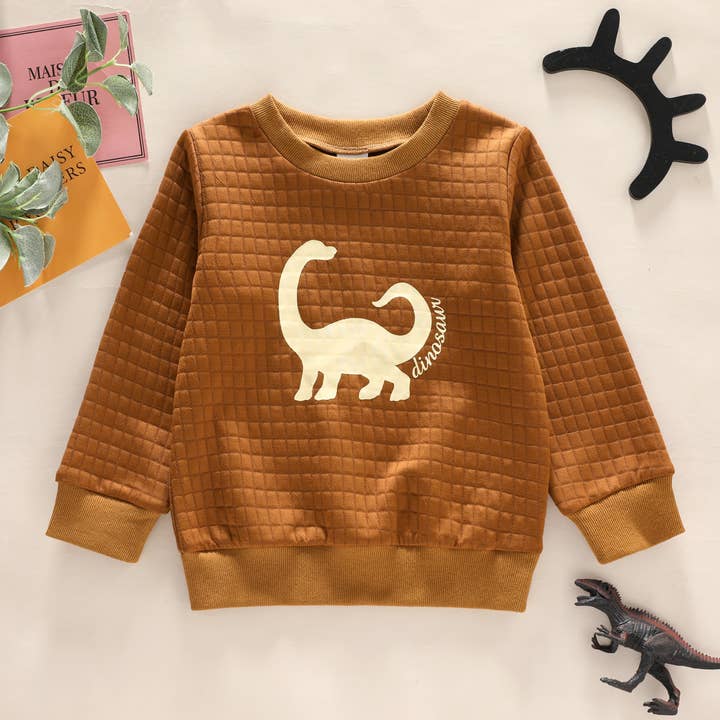 PatPat - Wholesale Sweatshirt - Kids - Toddler Boy Dinosaur Textured Pullover Sweatshirt