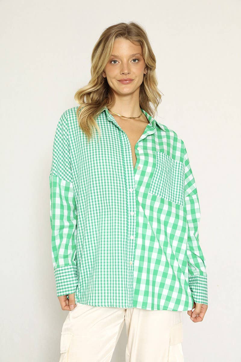 Miss Sparkling - Wholesale Button Down Shirt - Women's - Plaid button up top7