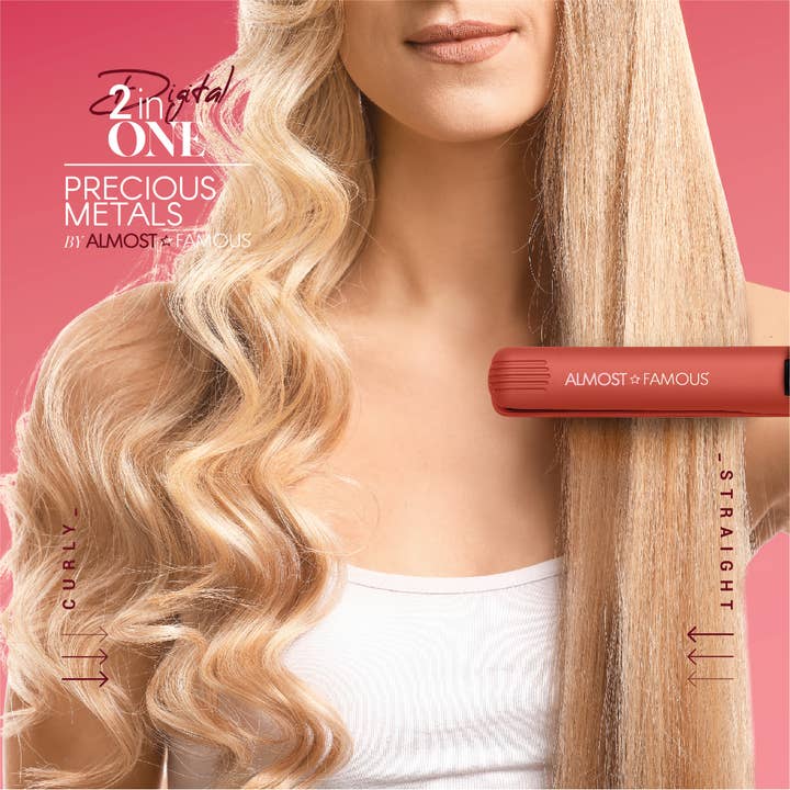 Almost Famous – wholesale Plattång – Digital 2inOne Twist platt järn - Rose Gold Titan plattor