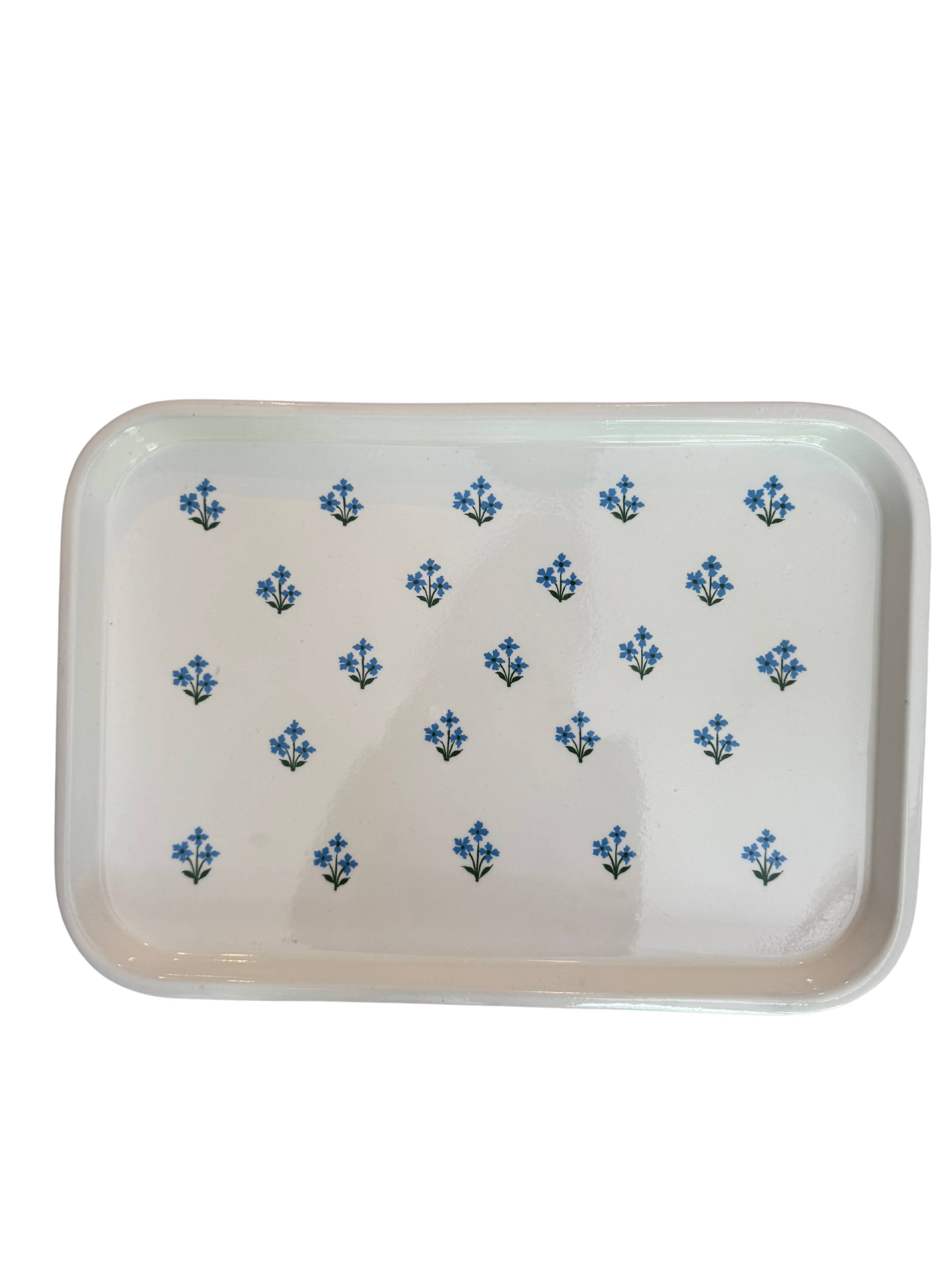 Trudie - Wholesale Serving tray - Blue Floral Enamelware Tray