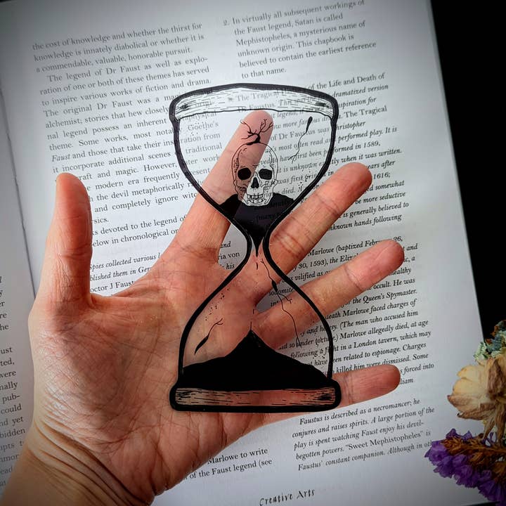 Dark Veinlet – Großhandel Lesezeichen – Clear Bookmark - Sanduhr Skull Goth Gothic Horror2