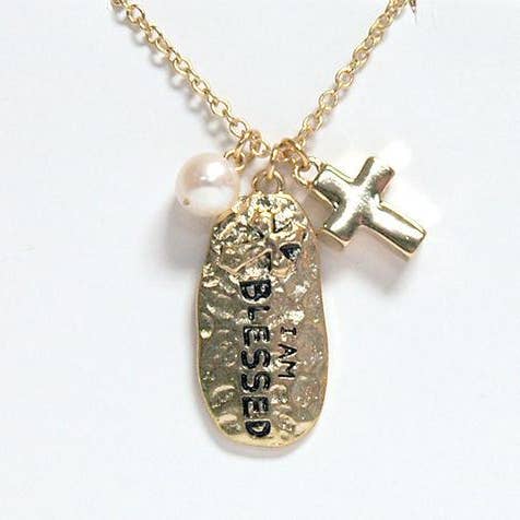 Divinity Boutique - Wholesale Pendant/Charm Necklace - I Am Blessed Necklace