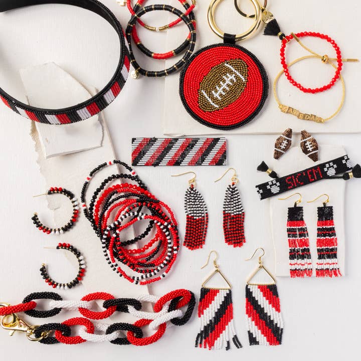 INK + ALLOY - Wholesale Jewelry Set - Game Day 11-Strand Bracelet Set Red + Black Wholesale3