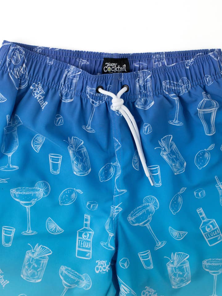 Team Cocktail - Wholesale Swim Shorts - Men's - Ombre Sketch Cocktails Hybrid Swim Shorts6