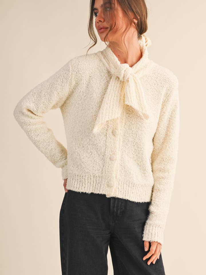 &MERCI - Wholesale Cardigan - Women's - TYING NECK SWEATER CARDIGAN MSW1102724