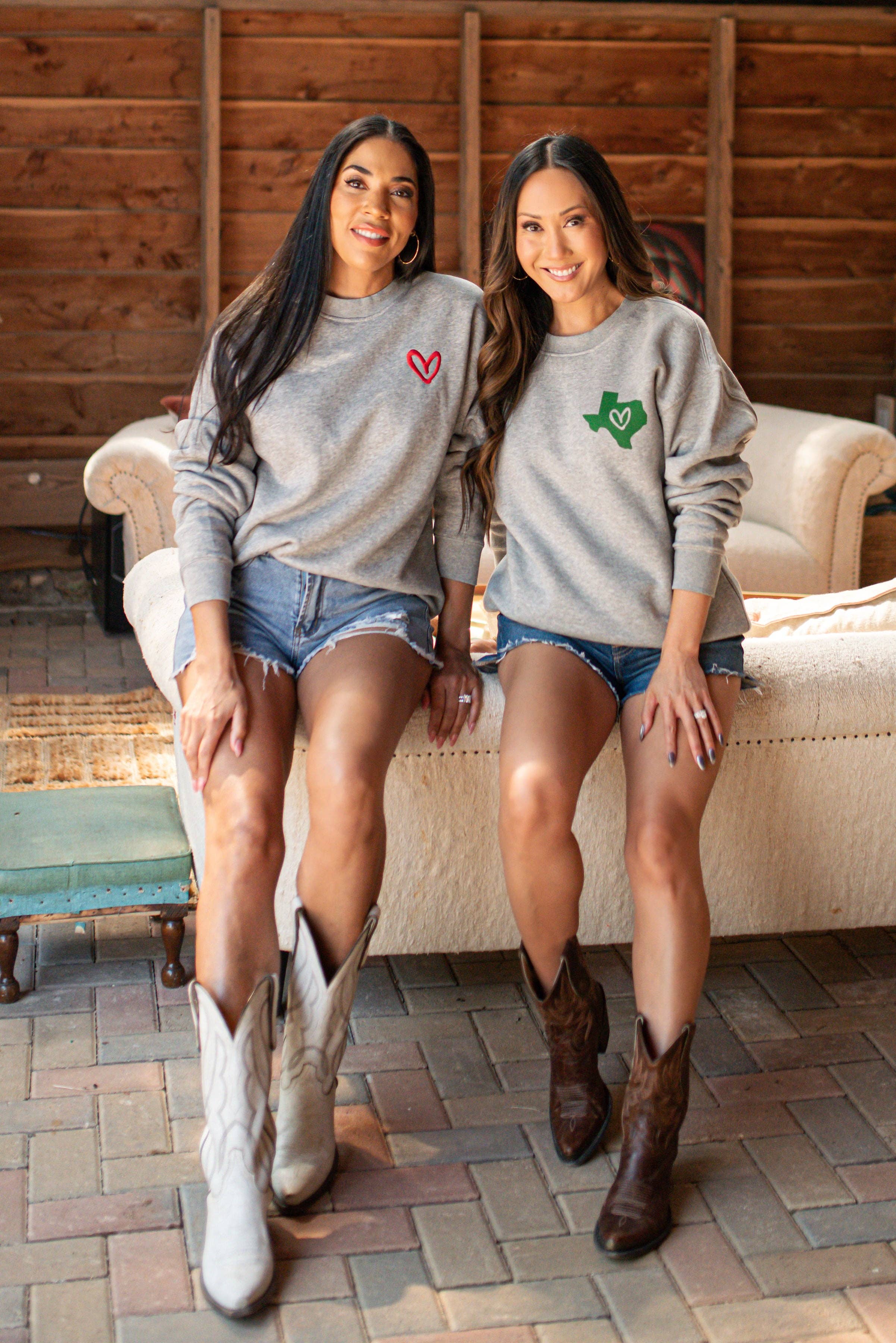 House of Shan, INC - Wholesale Graphic Sweatshirt - Women's - Heart of Texas Crewneck5