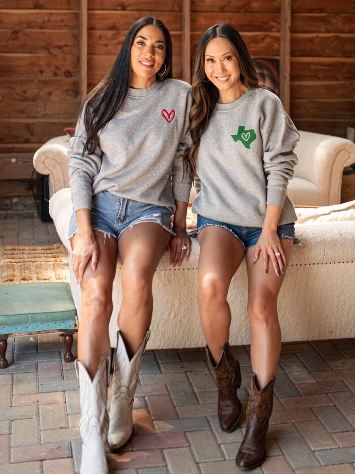 House of Shan, INC - Wholesale Graphic Sweatshirt - Women's - Heart of Texas Crewneck5