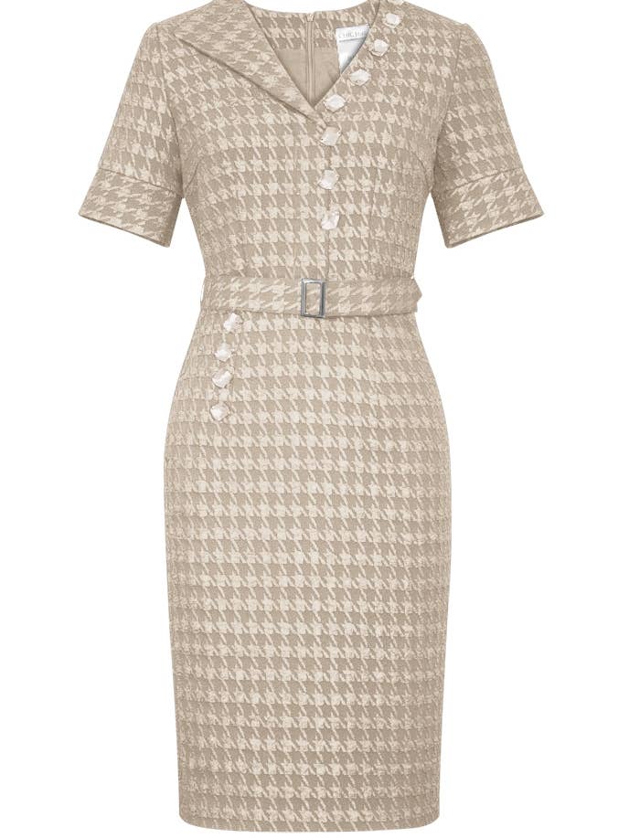 Vestido Chic Star Jacquard Rhinstone em relevo Bege 052524 por atacado de CHIC STAR