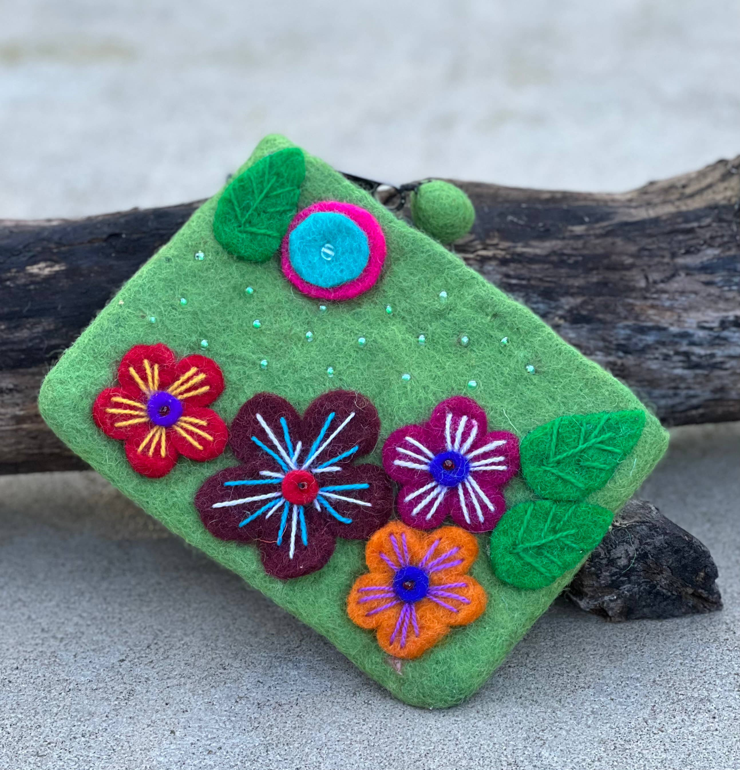 Lungta Imports - Wholesale Coin Purse - Women's - Felted Floral Coin Purse, Kids Pouch, Makeup Pouch7