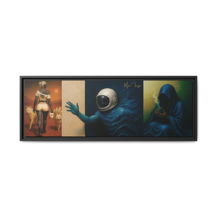 54 Mondays™ Project | Out Sight Out of Mind Out of Love – Beverly Hills Edition | Cosmic Noir Triptych | Limited Gold Max Fuega™ Signature | FSC-Certified Framed Matte Canvas for wholesale by Buy Martian Merch™