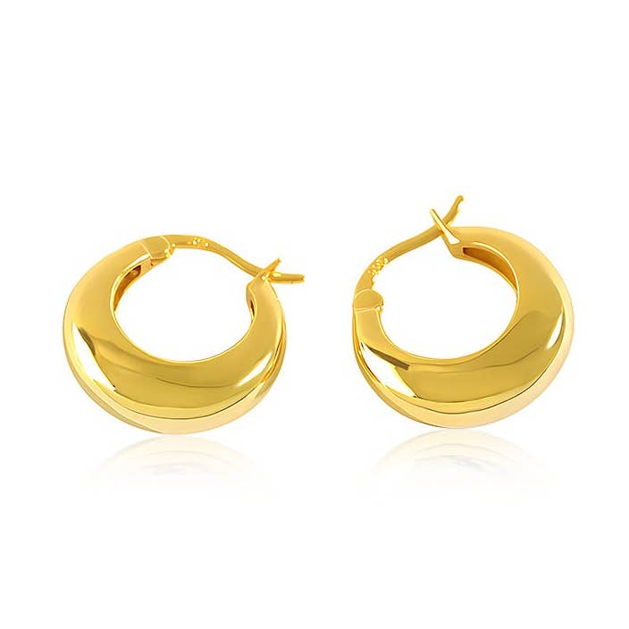 Earrings Gold Vermeil Crescent Moon Hoop Earrings for wholesale by TPAIGE Jewelry