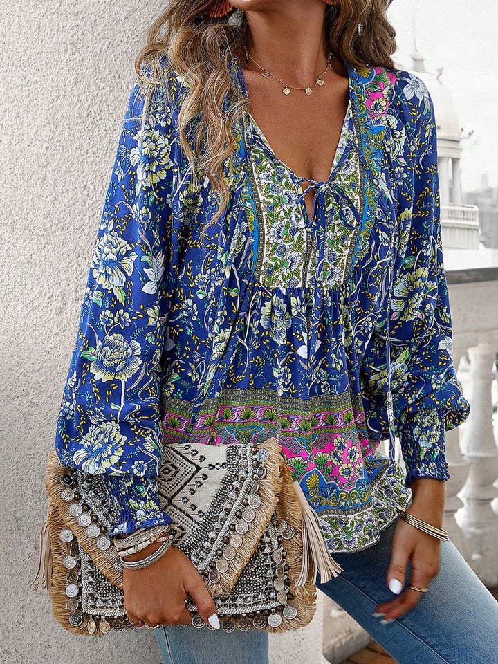 world apparel - Wholesale Blouse - Women's - 2025 NEW Bohemian Rhapsody Resort Chic Print Top48