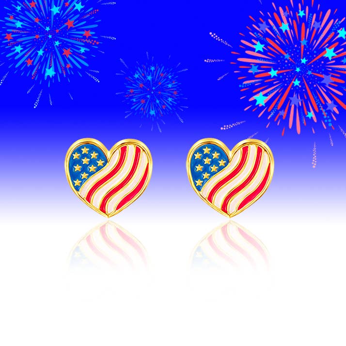 Heart of the USA | Cutie Stud Earrings | 4th of July
for wholesale by Girl Nation | Kids Jewelry | Easter Gifts