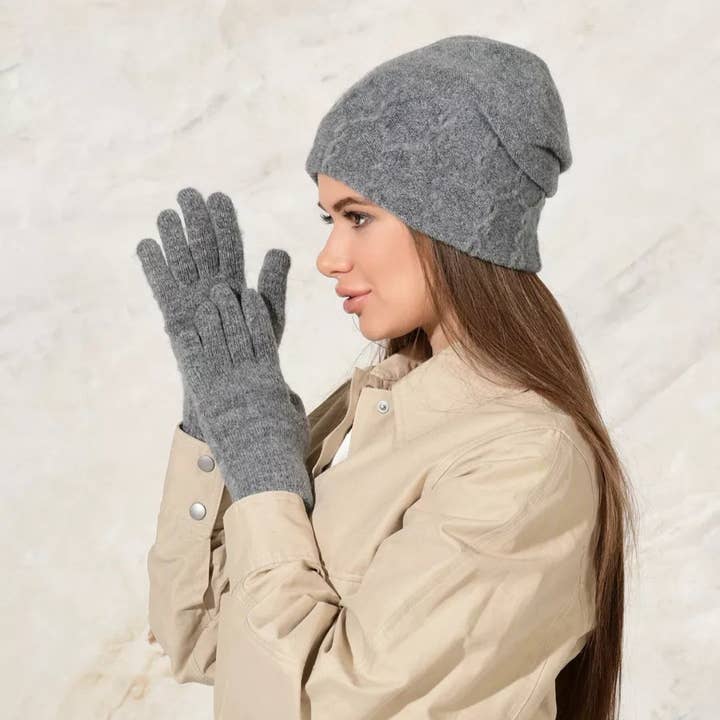 Gray Angora Wool Women Gloves for wholesale on Faire