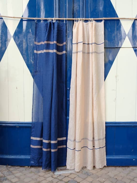 Andros Pezzo di lino 160x325cm a righe per la vendita all'ingrosso da parte di Libeco Home