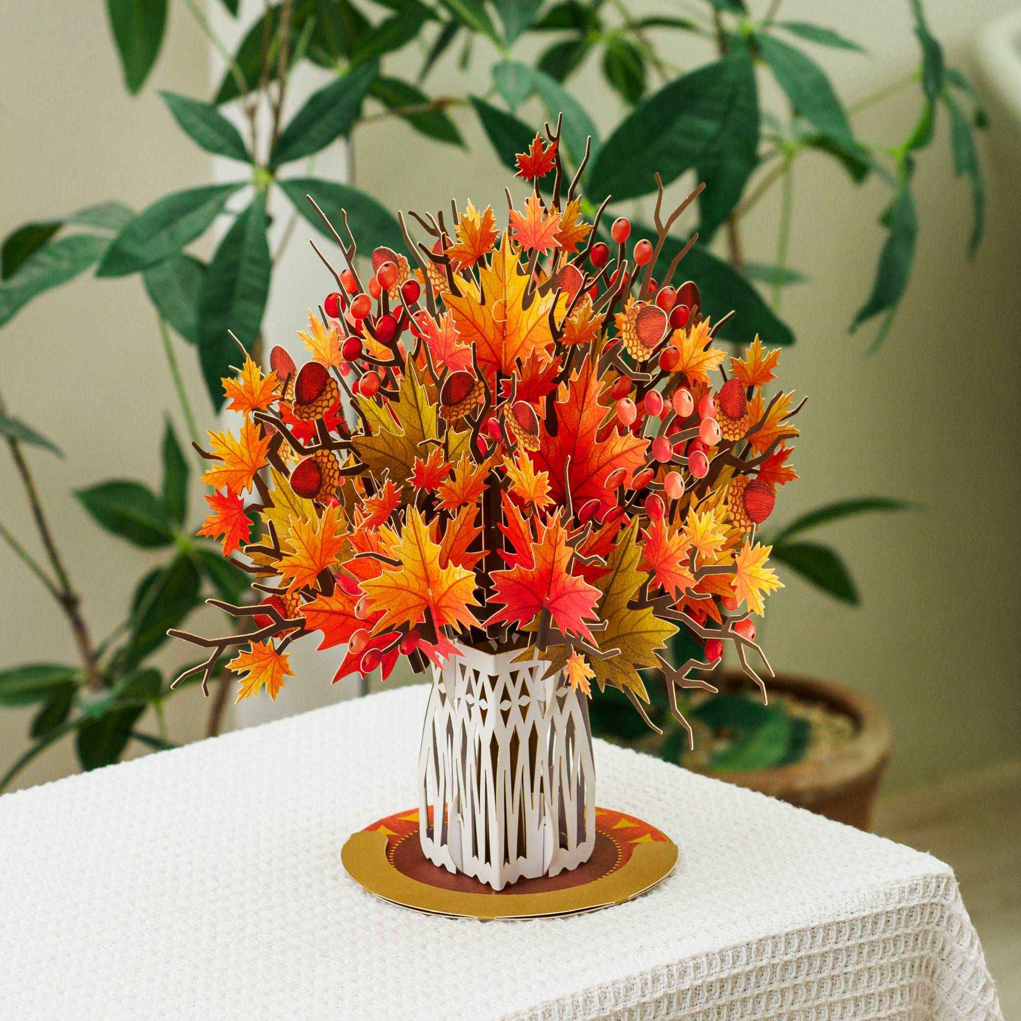 Paper Love – Engroshandel Hverdagshilsen kort – HugePop Pop Up Ahornblad med Aftagelig Buket4