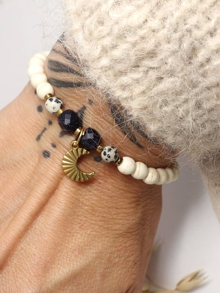 Månearmbånd med ædelsten & rustfrit stål for engroshandel hos trueffeldesign