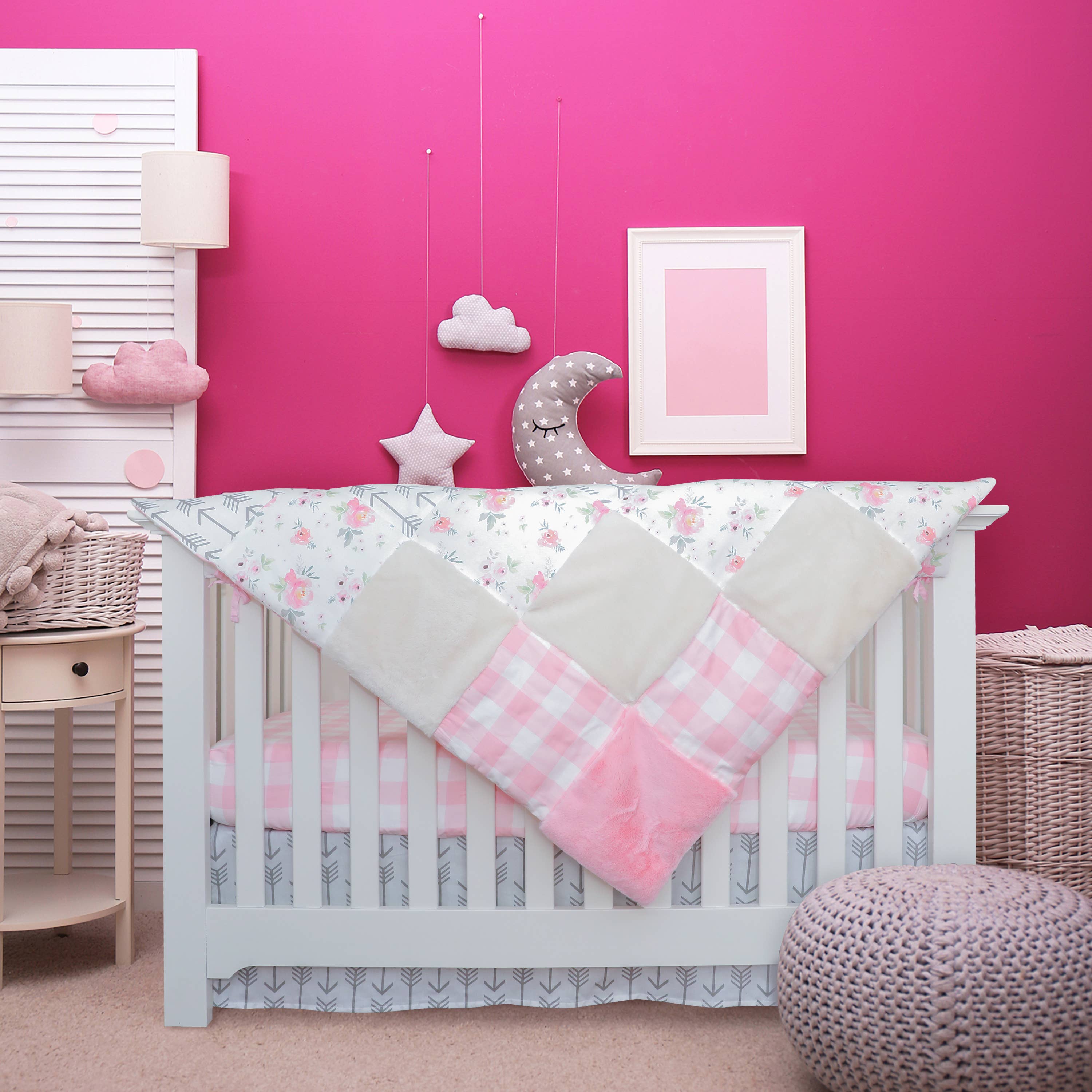 JLIKA - Wholesale Bedding Set - Kids & Baby - Crib Bedding Set - Pink Floral Collection4